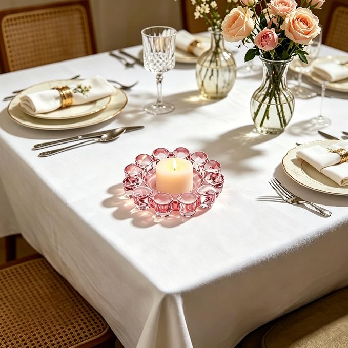 Chic Pink Bubble Glass Candle Dish – Modern Clear Glass Candle Holder - Image 5