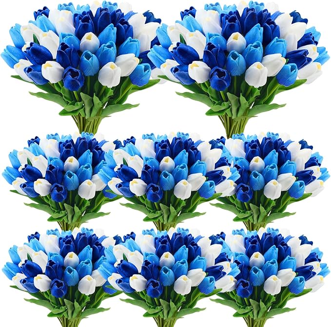 Janinka 100pcs Artificial Tulip Flowers Fake PU Tulips Faux Latex Bouquet by Janinka