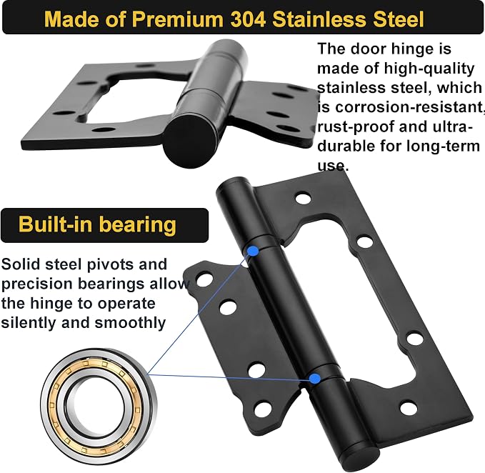 4Pcs No Mortise Door Hinges, Heavy-Duty 304 Stainless Steel Hinges | - Image 5