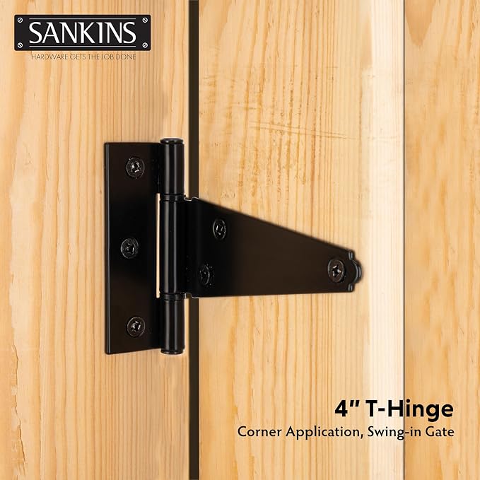 4 Inch T-Strap Shed Door Hinges Heavy Duty, Yard Door, Barn Door Gates - Image 6