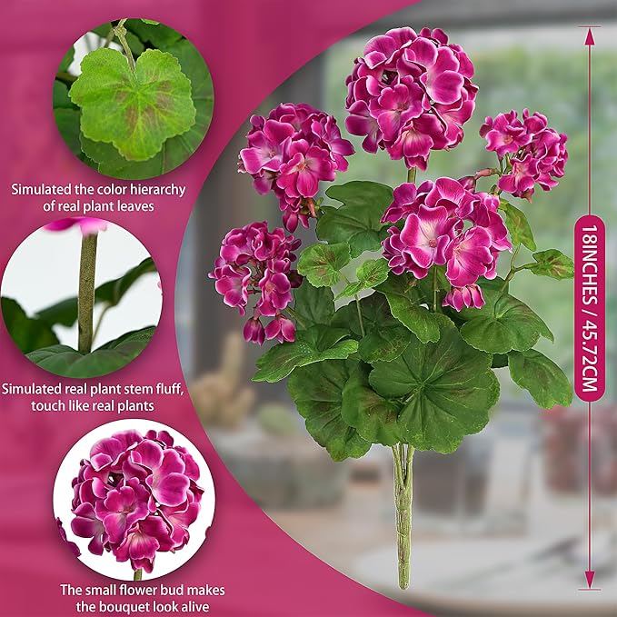 FOREST PRINCE 18" Artificial Geraniums - Image 2