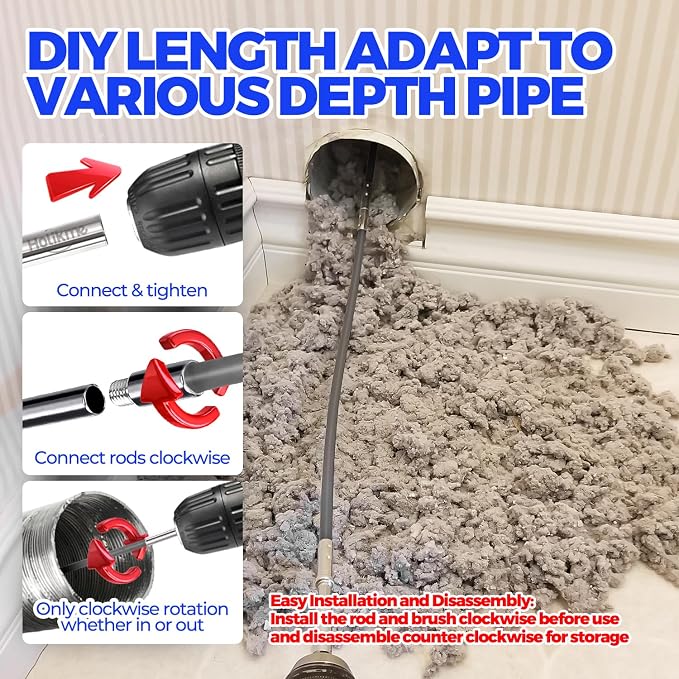 Holikme Dryer Vent Cleaner Kit - 40Ft Flexible Lint Brush - Image 3