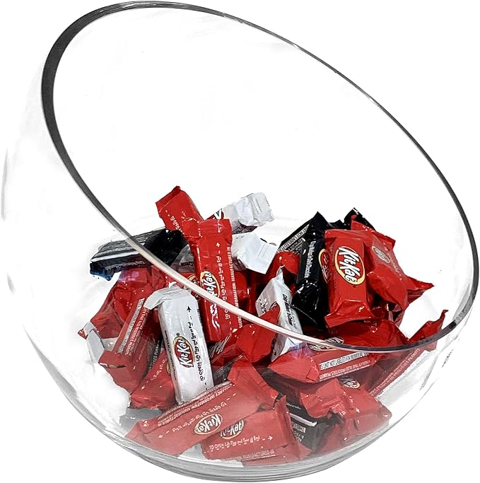 WGV Slant Cut Bowl Glass Vase, Width 11", Height 9.5", Candy Dish, Fruit Jar - Image 6