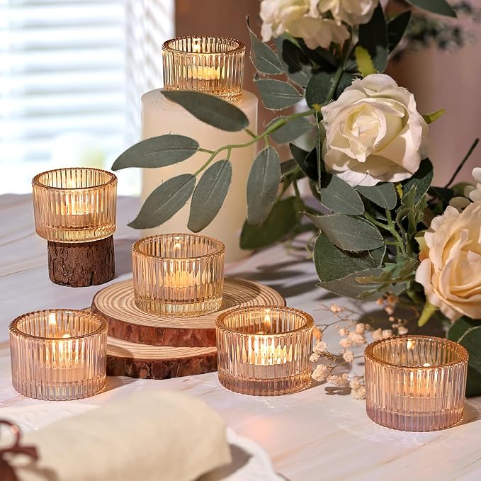 12 Pack Tealight Gold Candle Holders, Votive Tea Light Candle Holder | Table - Image 5