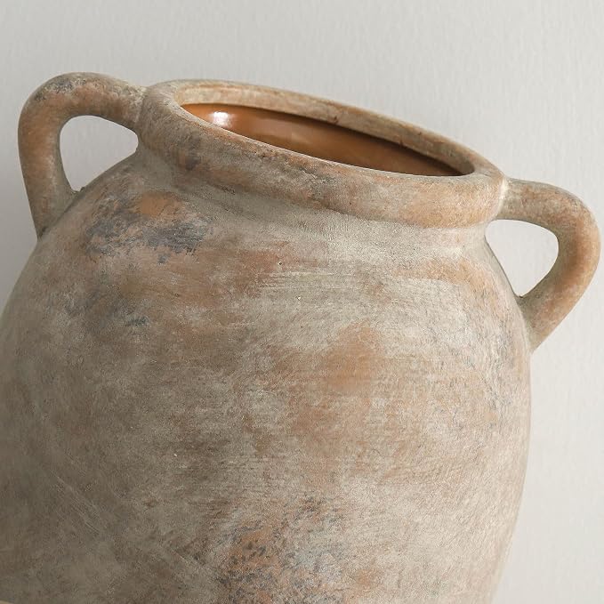 Dobbyby Ceramic Flower Vase 7.6 inch Farmhouse Rustic Vase Decorative Pottery - Image 3