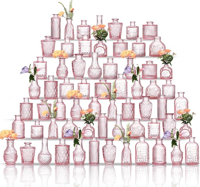 Glass Bud Vases Set of 64 by Unknown