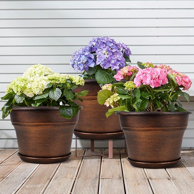 Fodetyff 10 Inch Planters Plant Pots Indoor Outdoor, 4 Pack Plastic Flower Pot - Image 7