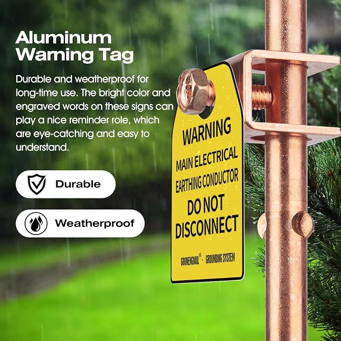 4FT Grounding Rod with Warning Tags, Portable Electrical Copper Grounding Rod - Image 4
