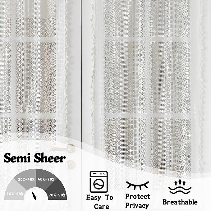 Sutuo Home White French Door Curtains 72 Inches Long - Image 3