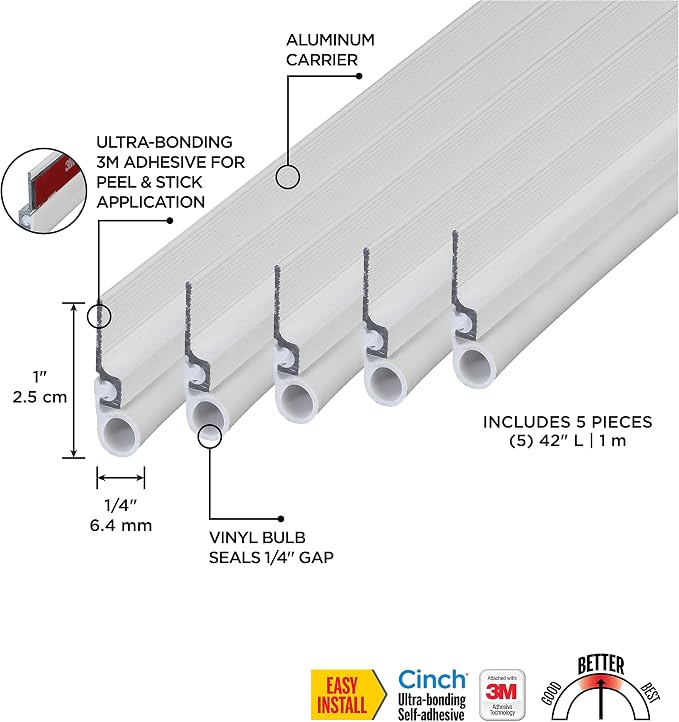 MD Building Cinch® Self-Adhesive Top and Sides Door Seal Kit, 3M Ultra-Bonding - Image 2