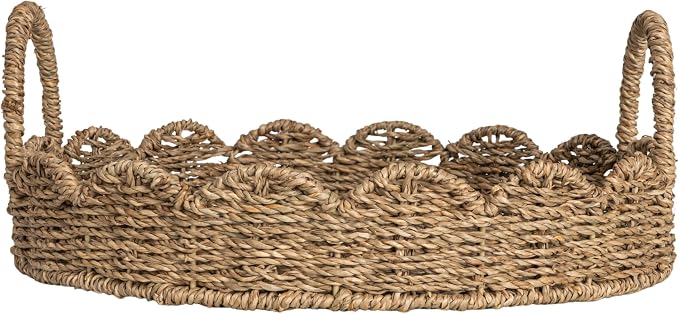 Household Essentials Round Handwoven Seagrass Tray - Image 5