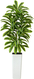 Artificial Dracaena Tree: 7FT Fake Plants Silk Faux Trees（White Pot） | by TNGGNT