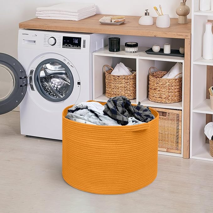 Extra Large Orange Basket, Baby Nursery Wicker Laundry Towel Basket, Kids Dog - Image 7