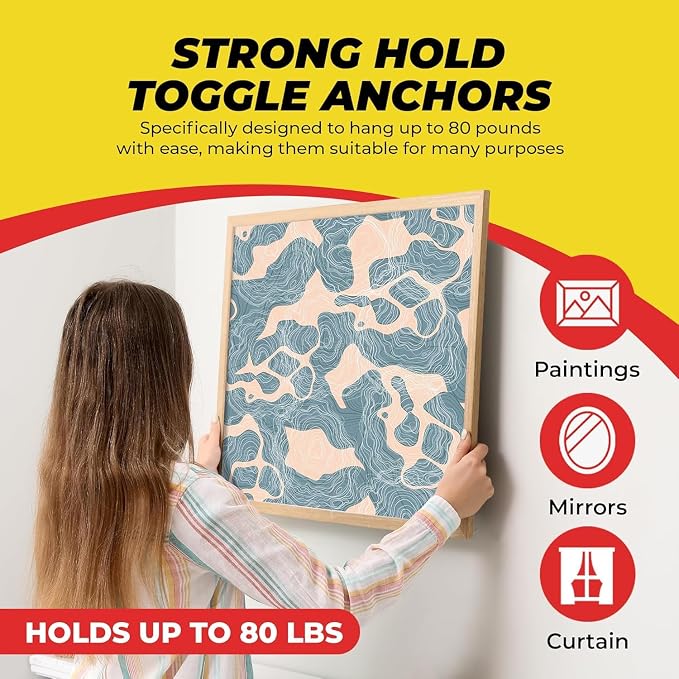 Heavy Duty Drywall Anchors and Screws Kit Including Toggle Anchors & Screws - Image 2