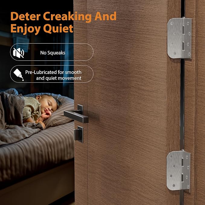 Brushed Nickel Door Hinges 4 Inch 3 Pack - Image 4