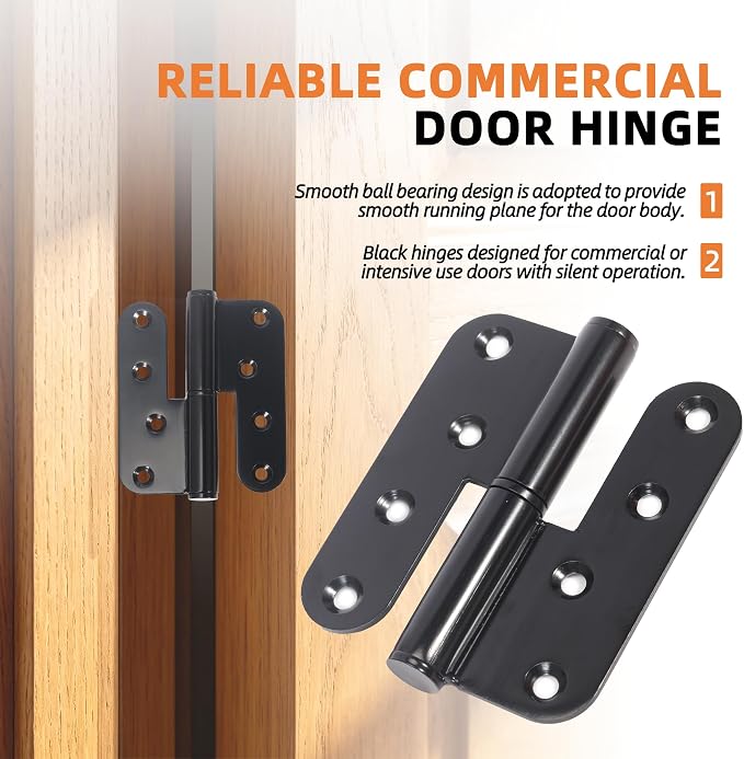 6-Pack Black Heavy Duty Lift Off Hinge, Thickness 2.8mm Left & Right Hinges - Image 2