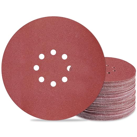 9 inch Sanding Discs 180 Grit 8 Holes Hook and Loop Sandpaper by Awutzut