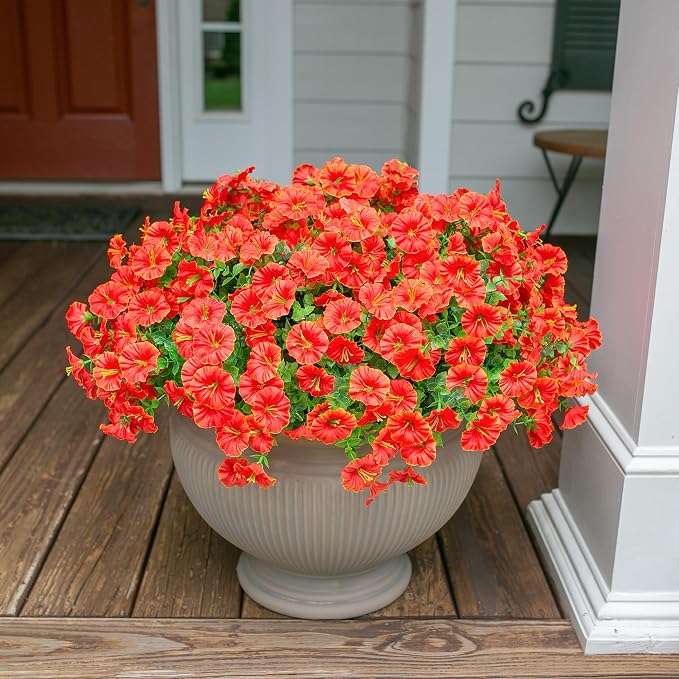 Artificial Flowers for Outdoors Fake Plants Spring Summer Decor, 12 Bundles - Image 4