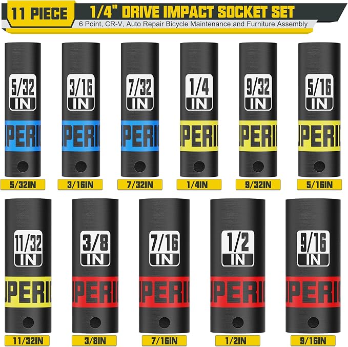 11 Piece 1/4" Drive Impact Socket Set, 5/32" - Image 2