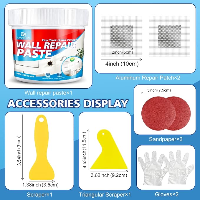 Drywall Repair Kit, 10.6oz Drywall Hole Patch Repair Kit Wall Patch Repair | - Image 6