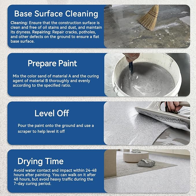 YOA Epoxy Colored Sand Self Leveling Flat Floor Paint, Two-Part Resin Kit - Image 2