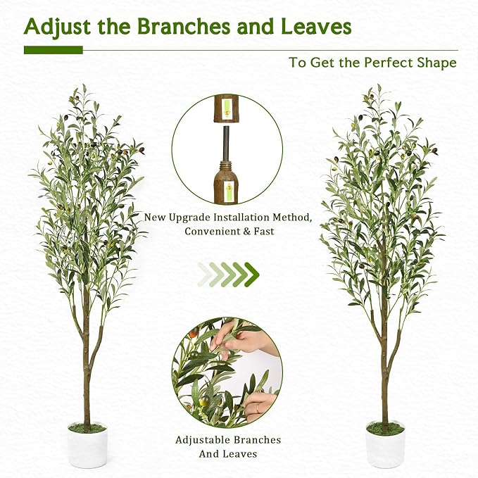 5FT Artificial Olive Tree with Basket, Realistic Wood Trunk | Indoor Faux Olive - Image 5