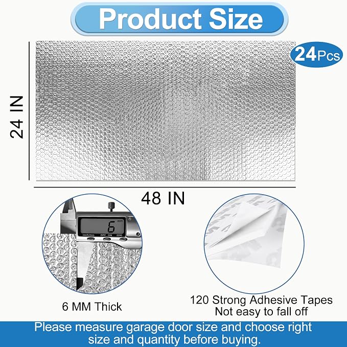 Garage Door Insulation Kit 24P Double Bubble Window Heat Insulation Panels - Image 3