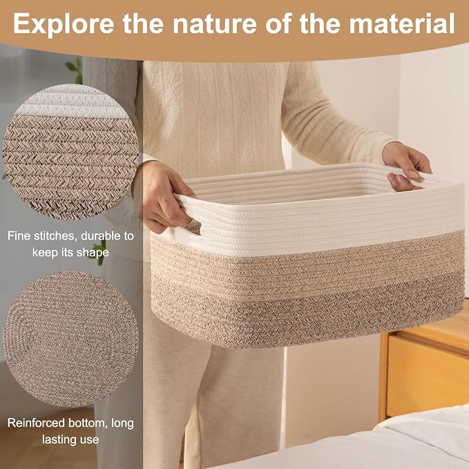 OIASKET Large Storage Basket for Organizing, Woven Rope Basket for Shelves - Image 7