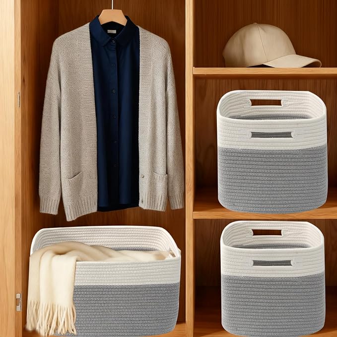 3 Pack Woven Baskets, Storage Baskets - Image 8