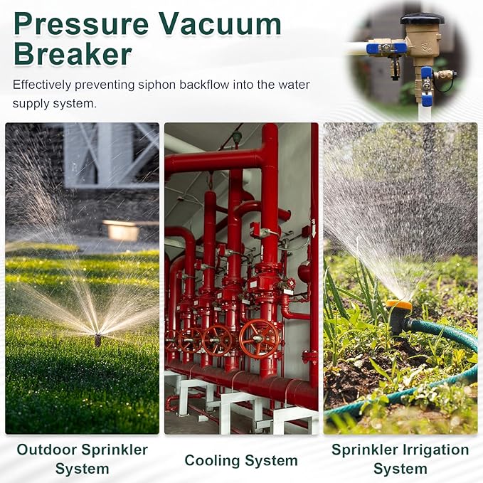 【UPC® Certified】3/4" Brass Pressure Vacuum Breaker, 400PSI Max, Heavy Duty - Image 5