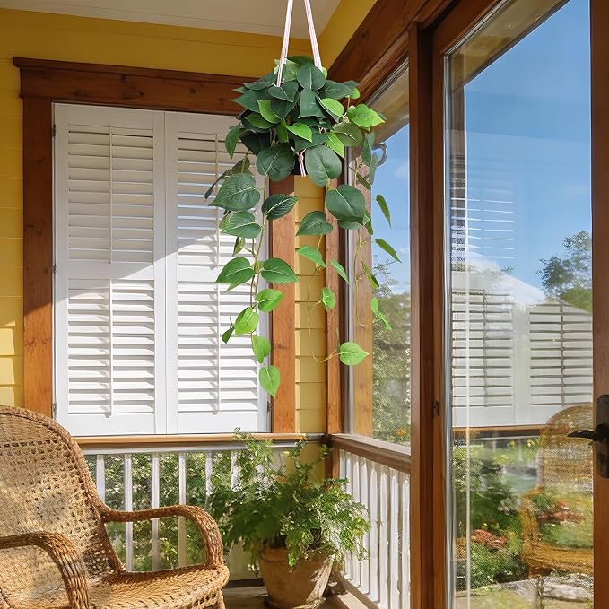 alyptus Fake Hanging Plants Artificial Decor Indoor Realistic Silk Devil's Ivy - Image 7