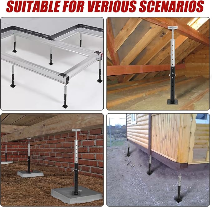 4 Pack 18-33.5 Inch Adjustable House Floor Jacks, Heavy Duty, 2 Ton Each | - Image 7