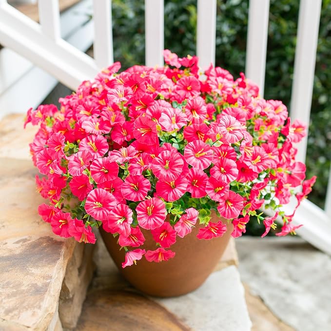 Artificial Flowers for Outdoors Fake Plants Outside Decoration, 12 Bundles Silk - Image 2