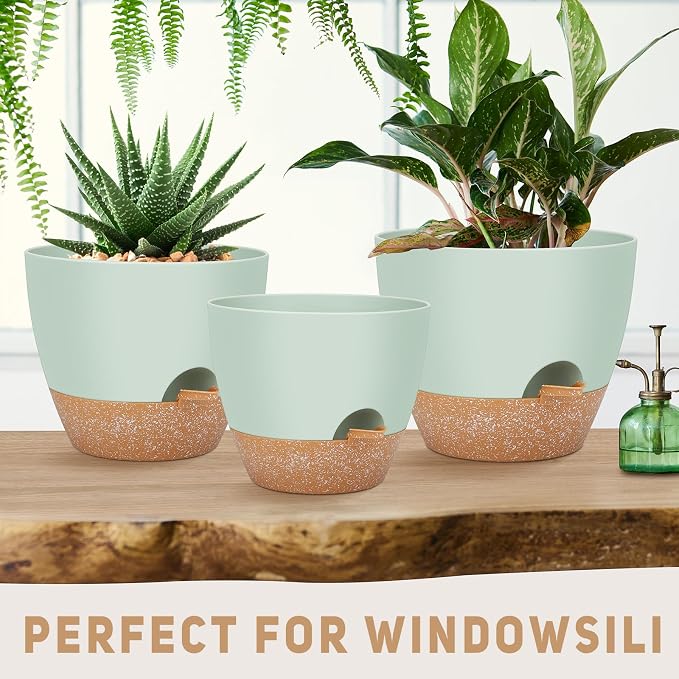 YNNICO 12" 10" 9" Large Self Watering Plant Pots, 3 Pack Flower Pots Planters - Image 5