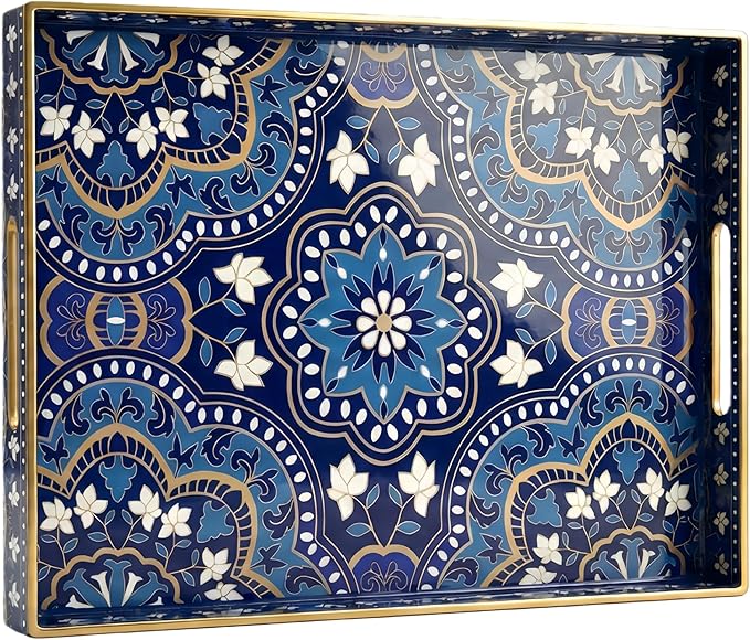 Decorative Serving Tray with Handles by Zosenley