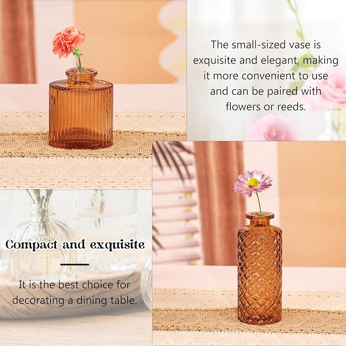 Set of 4 Glass Bud Vase Set, Small Vintage Clear Flower Vase Centerpieces - Image 7