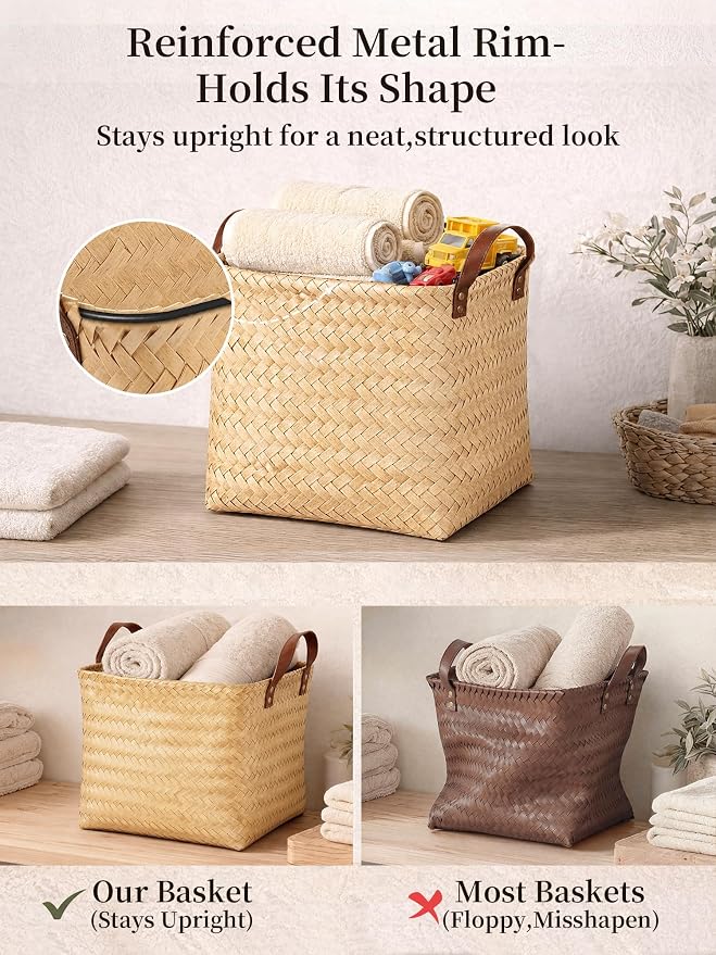 Wicker Storage Baskets, 4 Pack Woven Baskets - Image 5