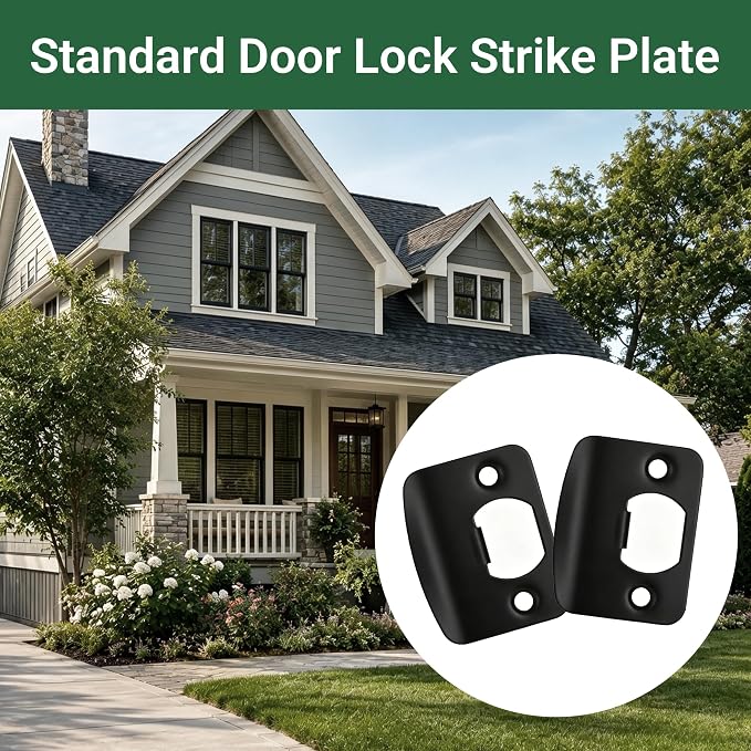 Door Strike Plate2-1/4"x1-3/4", Matte Black Universal Deadbolt Strike Plate | - Image 7