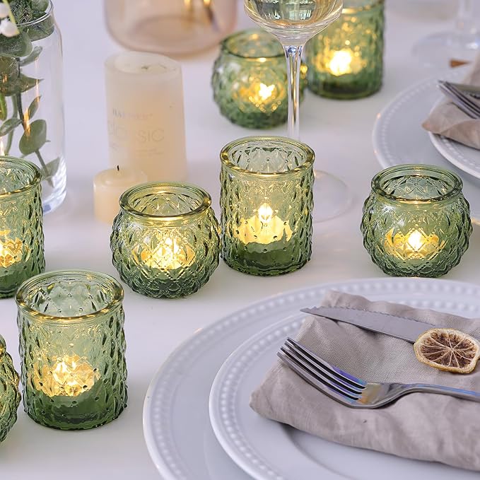 NITIME 36Pcs Assorted Green Votive Candle Holders, Tea Lights Candle Holder - Image 4