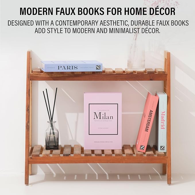 4 Pcs Decorative Books | Faux Pastel Coffee Table & Shelf Decor | Soft Muted - Image 8