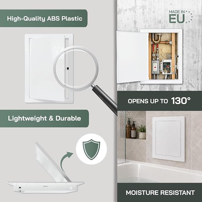 Vent Systems 8" x 12" Push-to-Open ABS Access Door – White Plastic Access Panel - Image 4