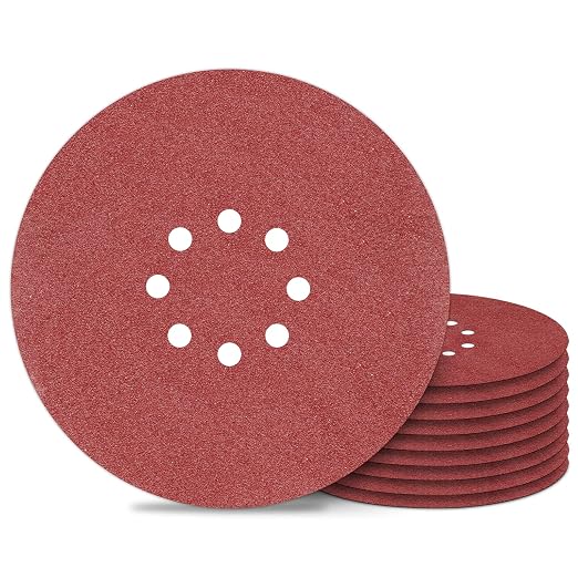 Awutzut 9 inch Sanding Discs 120 Grit 8 Holes Hook and Loop Sandpaper by Awutzut