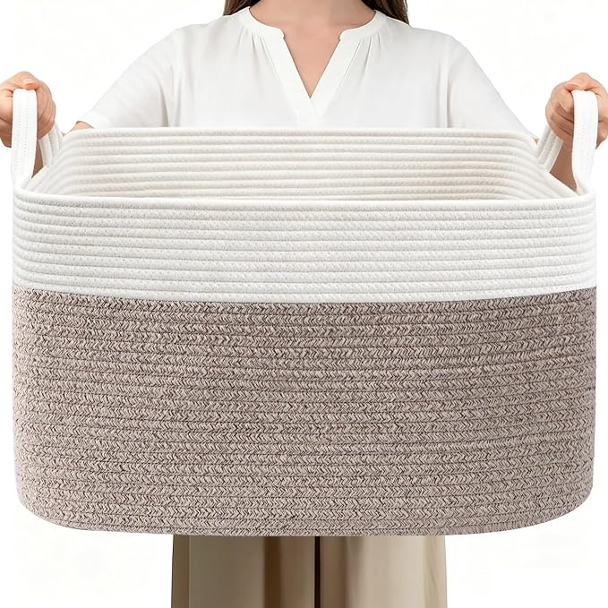 96L Laundry Basket with Handles, Extra Blanket Basket, Living Room by HZFTJOY