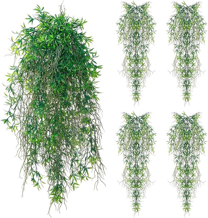 4Pcs Fake Hanging Fern Plants for Outdoors, UV Resistant Artificial Ferns by dallisten
