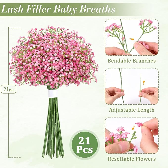 21Pcs Babys Breath Artificial Flowers, Baby Breath Flowers Artificial Bulk | - Image 9