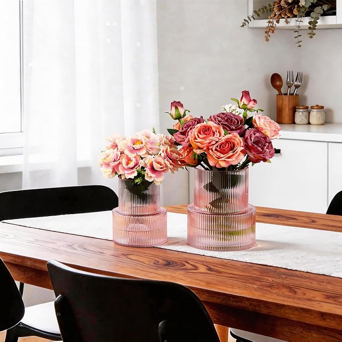Ribbed Glass Vases for Bouquet, Modern Vase for Living Room, Coffe Table - Image 6
