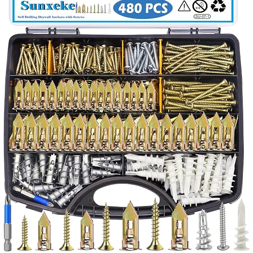 480 PCS Self Drilling Drywall Anchors Kit by Brandquality-Trustworthy