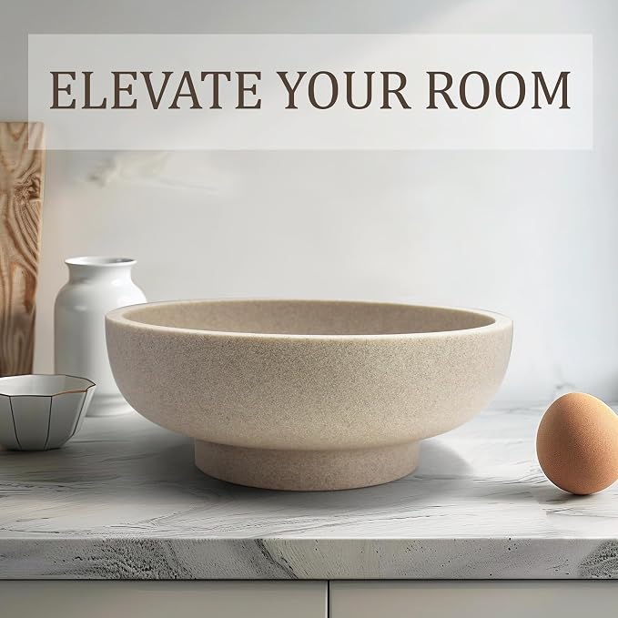 LIN CHUAN Decorative Bowl, Large Fruit Bowl, Sand Beige | Fruit Bowl - Image 5