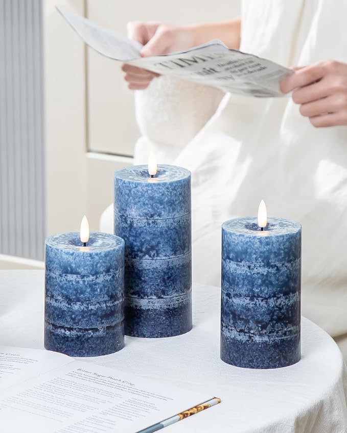 Stmarry Gradient Navy Blue Flameless Candles - Image 3