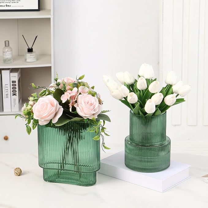 Green Glass Vases, Modern Glass Vase - Image 4